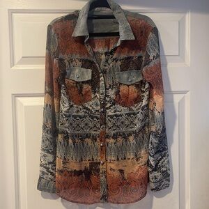 Mesmerize western print button down size S